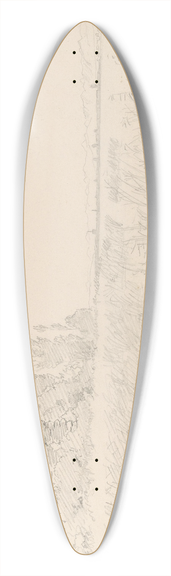 Hans Gude - Strand med ruin og popler, Reichenau 39.3 inch art pintail longboard deck