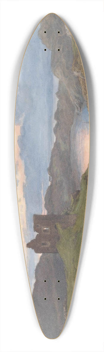 Hans Gude - Tarbert Castle, Scotland 39.3 inch art pintail longboard deck
