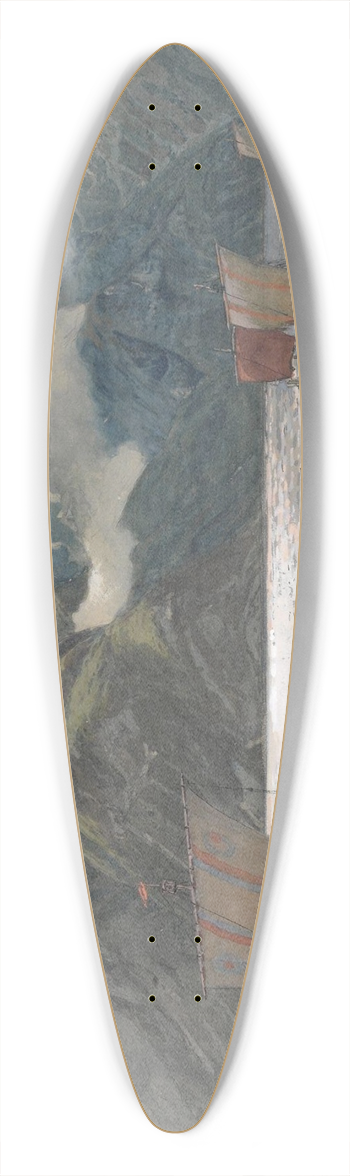 Hans Gude - Viking Ships 39.3 inch art pintail longboard deck