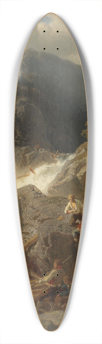 Hans Gude - Waterfall in Hallingdal 39.3 inch art pintail longboard deck