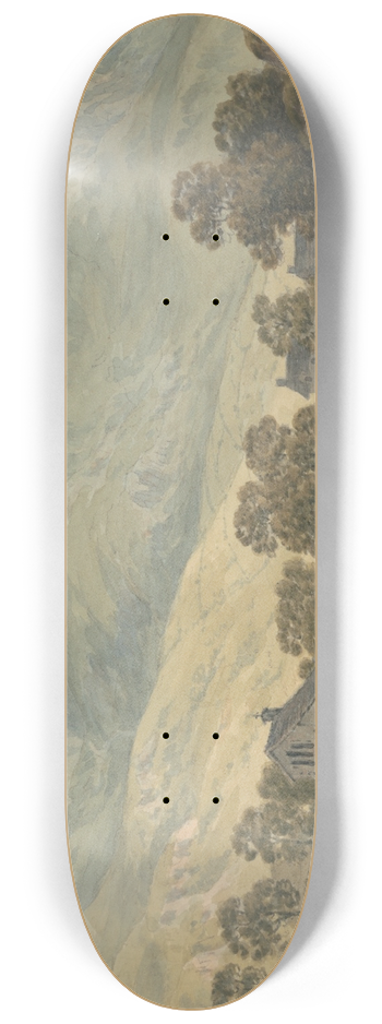 John Warwick Smith - The Priory of Beddgelert, Caernarfonshire 8.25 inch art skate deck