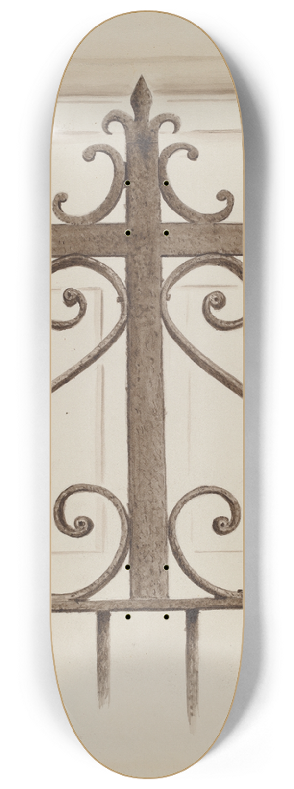 American 20th Century - Wrought Iron Cross 8.25 inch art skate deck