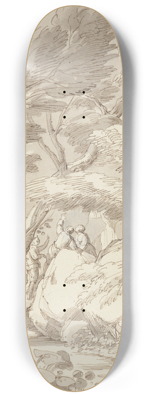 John White Abbott - Figures on a Rocky River Bank at Canonteign, Devon 8.25 inch art skate deck