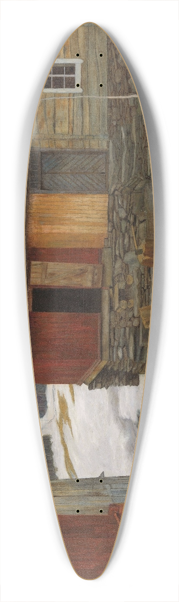 Harald Sohlberg - Courtyard in Slush at Rros 39.3 inch art pintail longboard deck