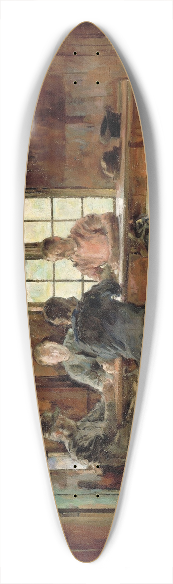 Harriet Backer - Card Players 39.3 inch art pintail longboard deck