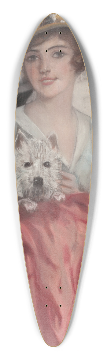 Haskell Coffin - Posing with Her Terrier 39.3 inch art pintail longboard deck