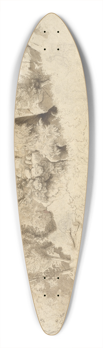 Heinrich Dreber - Rock Formations near Olevano 39.3 inch art pintail longboard deck