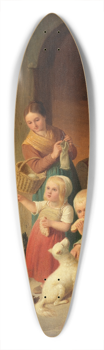 Heinrich Franz Gaudenz von Rustige - Bauernkinder fttern Hhner 39.3 inch art pintail longboard deck