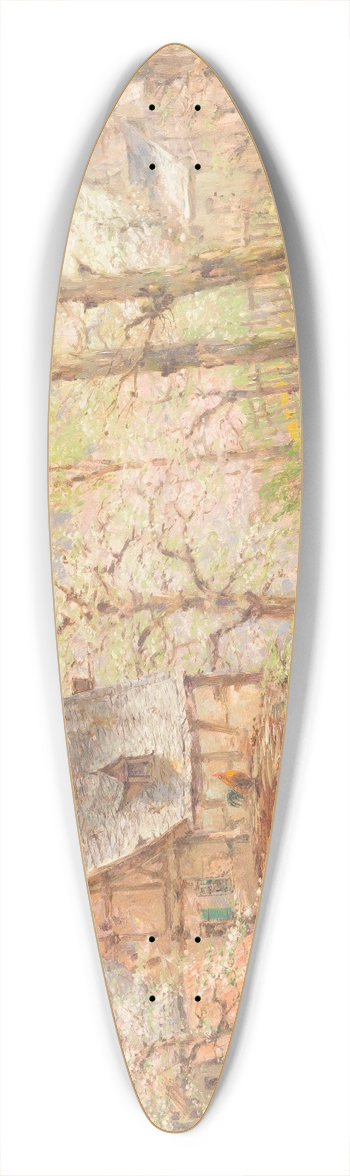 Heinrich Hartung - Farmstead in spring 39.3 inch art pintail longboard deck