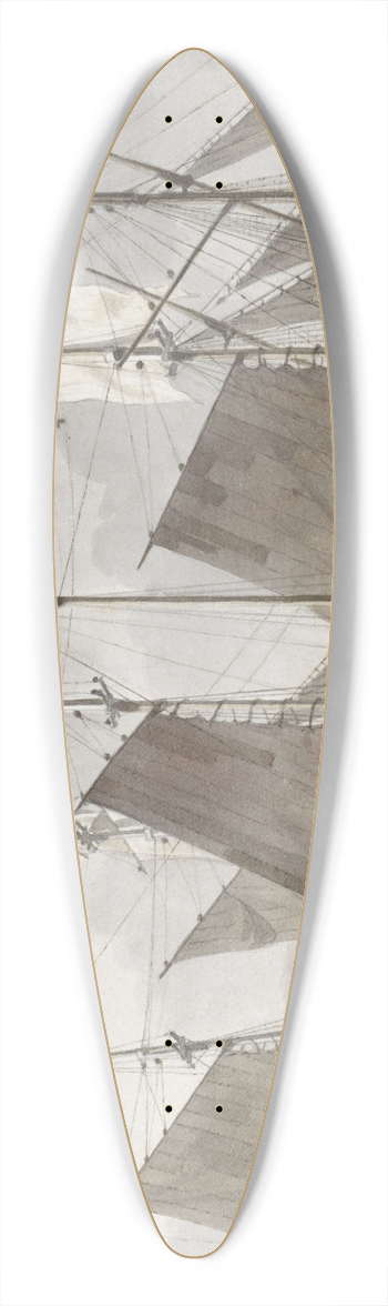 Hendrik Abraham Klinkhamer - Zeilschepen aangemeerd voor een stad 39.3 inch art pintail longboard deck