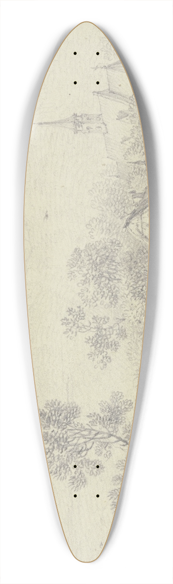 Hendrik Meyer - Bei einem Dorf am Wasser vorn zwei sitzende Mnner 39.3 inch art pintail longboard deck