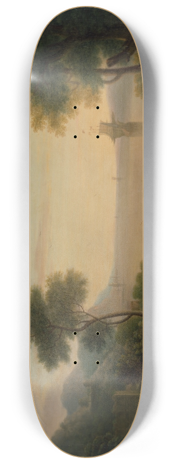 John Wootton - Classical Landscape with Figures and Animals; Sunset 8.25 inch art skate deck