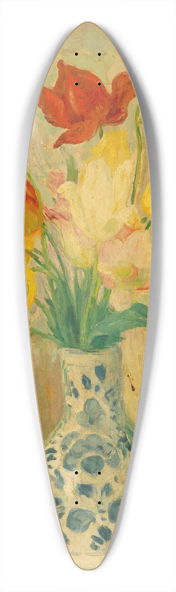 Henri Lebasque - Tulips in a Delftware vase 39.3 inch art pintail longboard deck