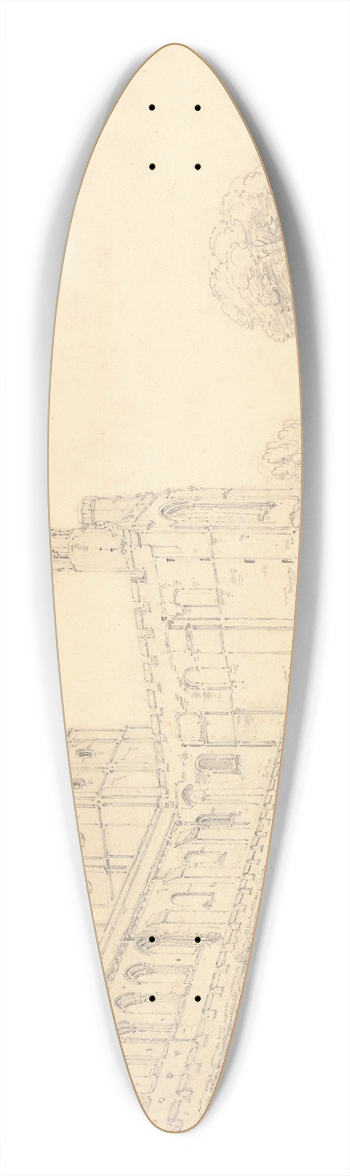 Henry Edridge - St. Albans Abbey 39.3 inch art pintail longboard deck