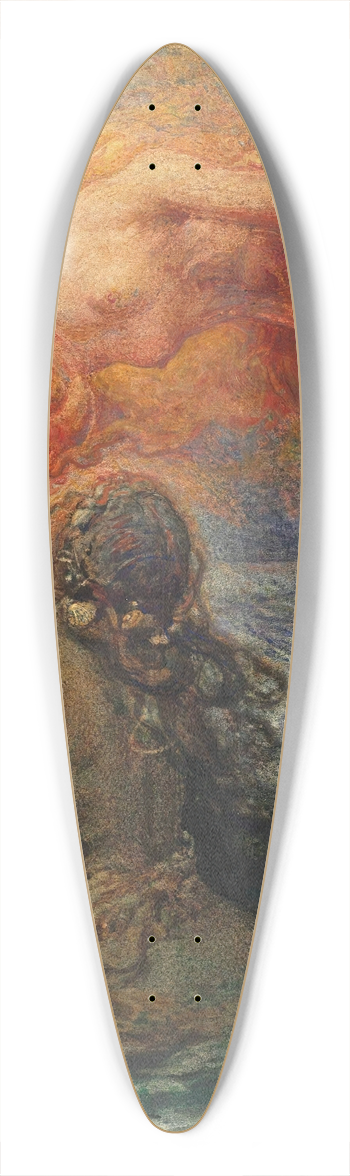 Henry John Stock - Fire and the Sea 39.3 inch art pintail longboard deck