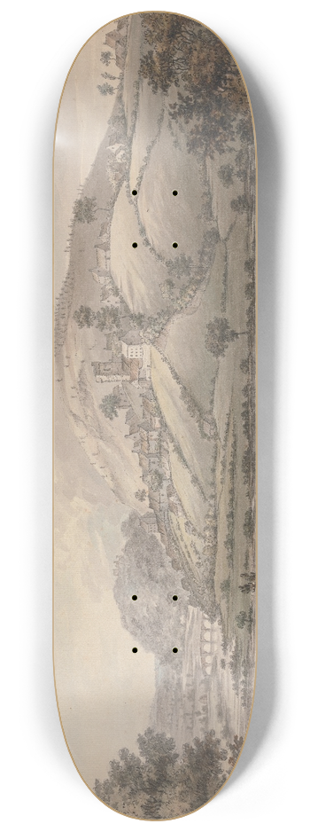 Jonathan Fisher - Hilly Landscape with Village and River 8.25 inch art skate deck