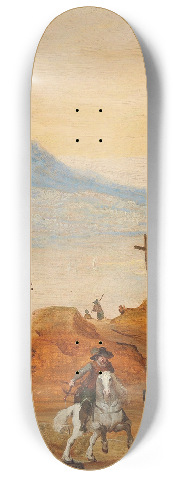 Joos de Momper - A landscape with horsemen 8.25 inch art skate deck