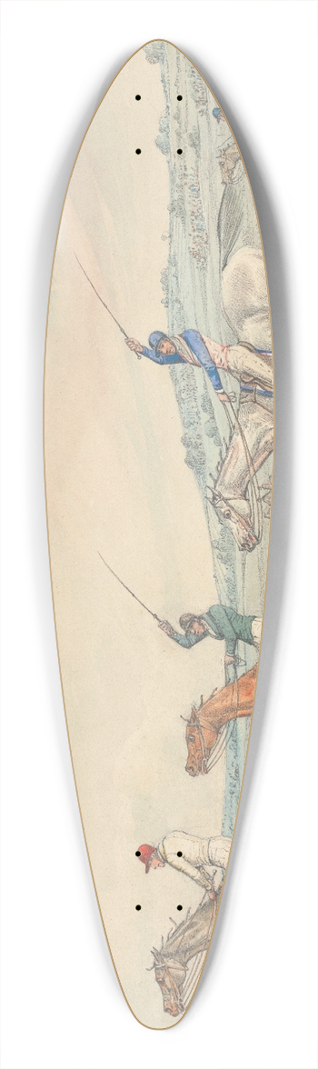 Henry Thomas Alken - Steeplechasing; Three Riders Taking a Brook, Spectators on Right 39.3 inch art pintail longboard deck
