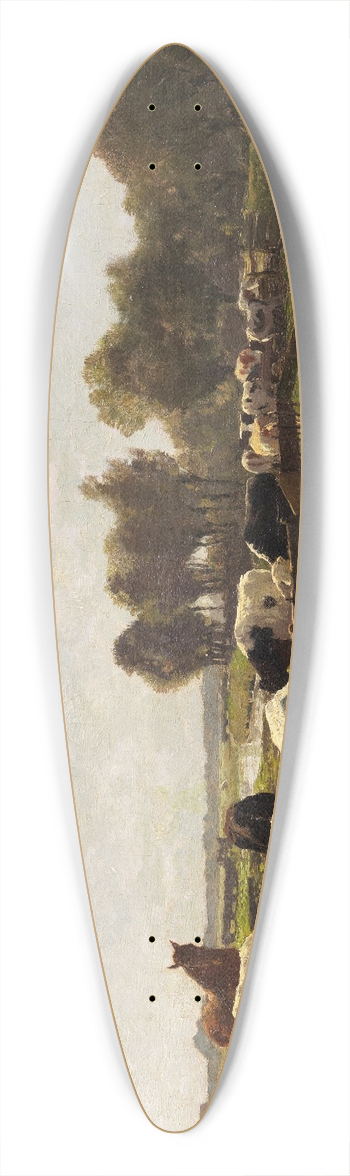 Hermann Baisch - Weidetiere in Flusslandschaft 39.3 inch art pintail longboard deck