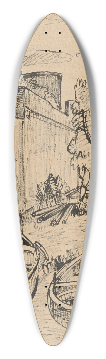 Hermann Lismann - Zwei Boote im Hafen von Collioure 39.3 inch art pintail longboard deck