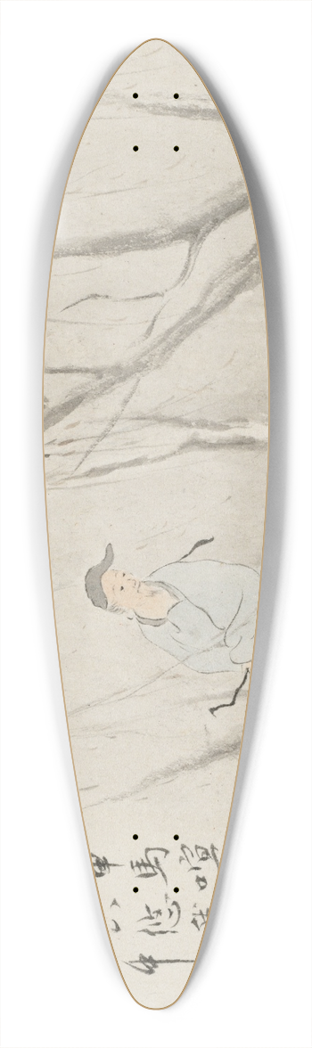 Hua Yan - An Old Man with a Staff walks a Wooded Path 39.3 inch art pintail longboard deck