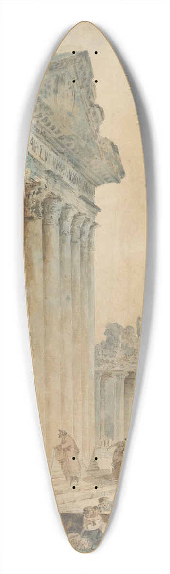 Hubert Robert - Capriccio with an Ancient Temple 39.3 inch art pintail longboard deck