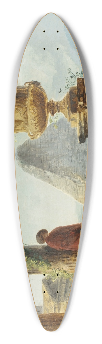 Hubert Robert - Landscape with soldiers and a pyramid 39.3 inch art pintail longboard deck