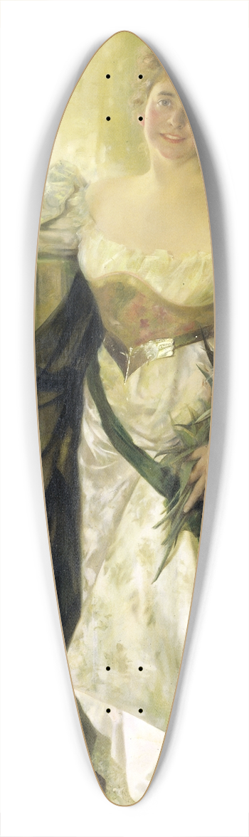 Hubert Vos - Alice Barney in White Satin 39.3 inch art pintail longboard deck