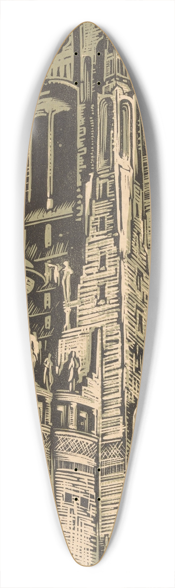 Huib Luns - Raadhuistoren 39.3 inch art pintail longboard deck