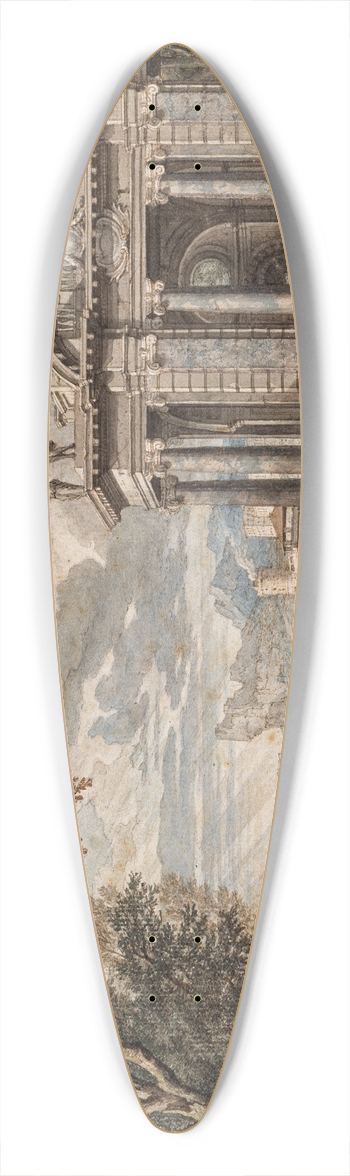 Isaac de Moucheron - Arcadisch landschap 39.3 inch art pintail longboard deck