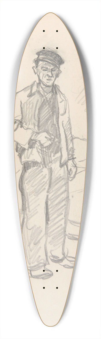 Ivan Ivanec - szkic pochylonego mczyzny 39.3 inch art pintail longboard deck