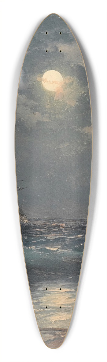 Ivan Konstantinovich Aivazovsky - Ship by Moonlight 39.3 inch art pintail longboard deck