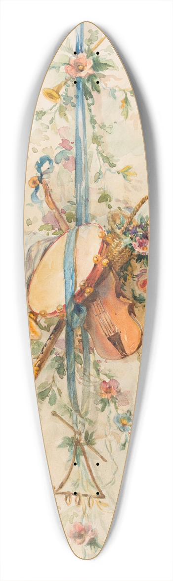 Izabel M. Coles - Trophy composed of musical instruments 39.3 inch art pintail longboard deck