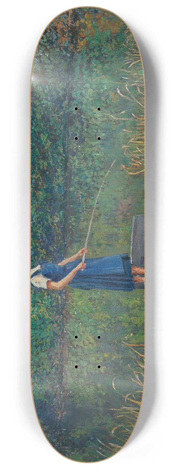 Josef Engelhart - A Girl on a Jetty, fishing 8.25 inch art skate deck