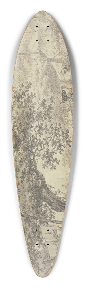 Jacob Cats - Bei einer groen Eiche aufgehngte Wsche, rechts hinter einem Zaune zwei Khe 39.3 inch art pintail longboard deck
