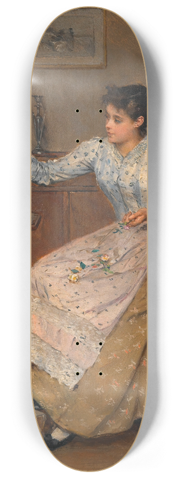 Josef Gisela - Mdchen ein Kruzifix mit Blumen schmckend 8.25 inch art skate deck