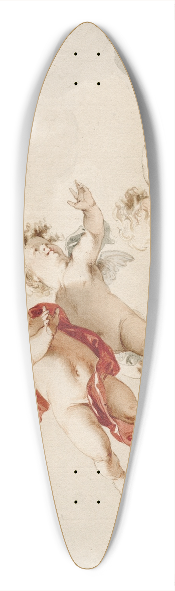 Jacob de Wit - Three flying putti 39.3 inch art pintail longboard deck