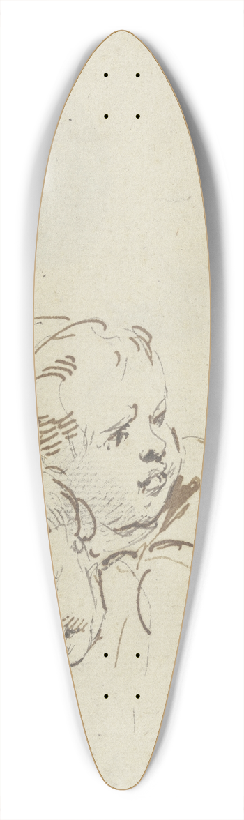 Jacob de Wit - Two angel heads 39.3 inch art pintail longboard deck