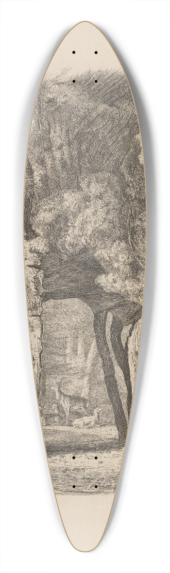 Jacob George Strutt - The Green-Dale Oak 39.3 inch art pintail longboard deck