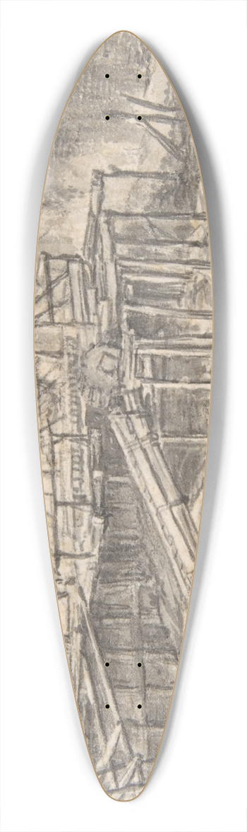 Jacob van Ruisdael - Dredging a Canal 39.3 inch art pintail longboard deck