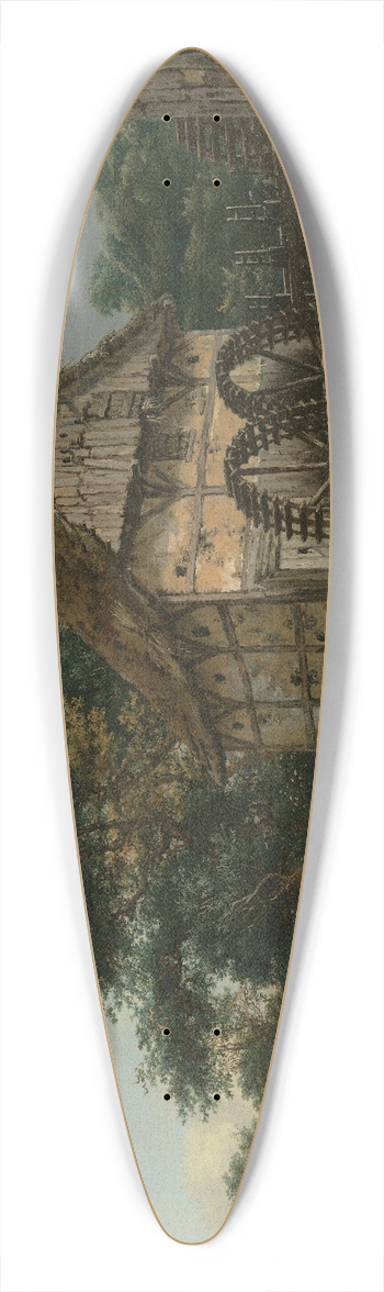 Jacob van Ruisdael - Two Watermills and an Open Sluice 39.3 inch art pintail longboard deck