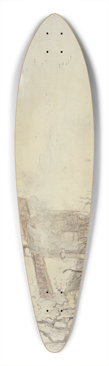 Jacob van Strij - Riverbank with windmill 39.3 inch art pintail longboard deck