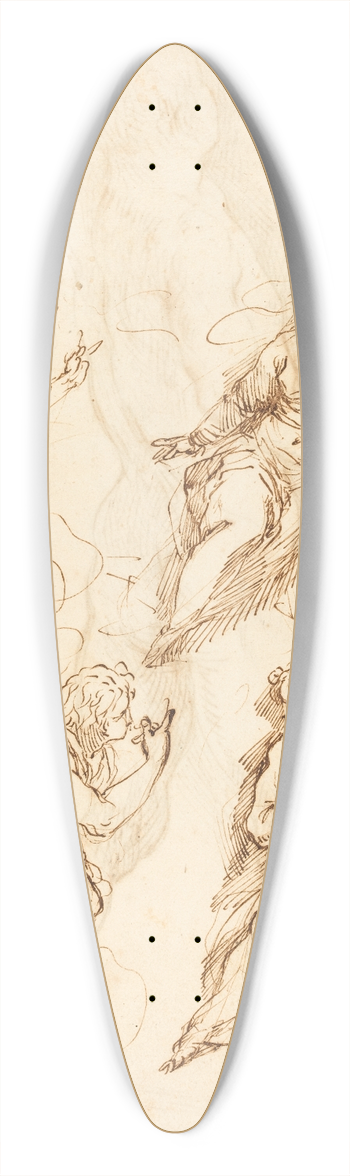 Jacopo Palma il Giovane - Studies for an Annunciation (recto) 39.3 inch art pintail longboard deck