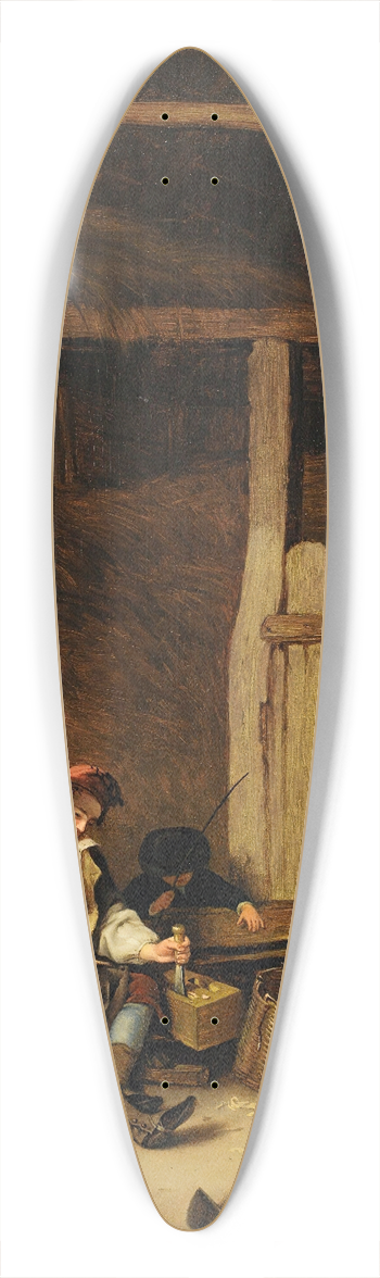Jacques Albert Senave - A carpenter in a barn 39.3 inch art pintail longboard deck
