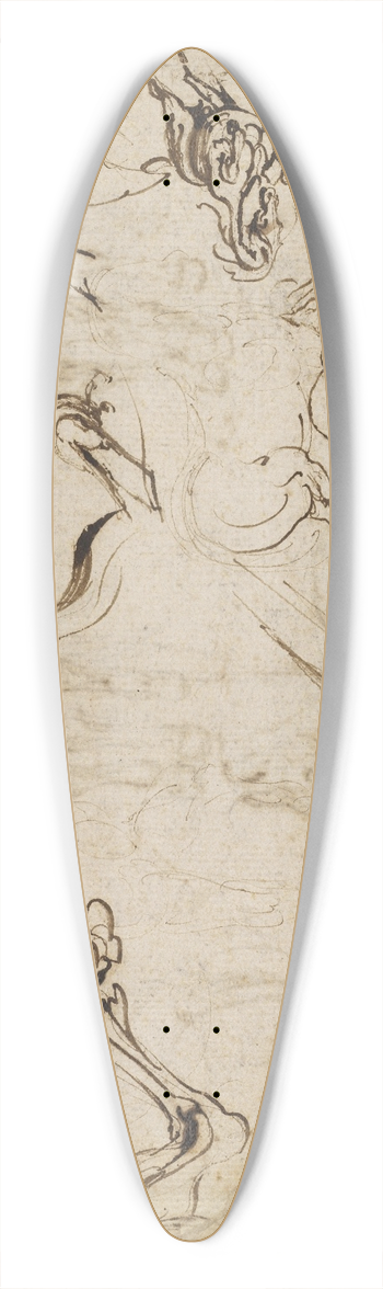 Jacques Callot - Studies of Horses (verso) 39.3 inch art pintail longboard deck
