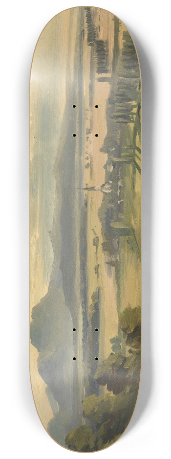 Josef Mayburger - Blick von Salzburg gegen Bayern mit dem Dorf Liefering und dem Hochstaufen 8.25 inch art skate deck