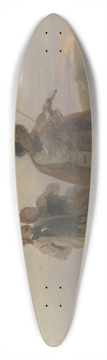 Jakob Becker - Abendlicher Spaziergang, Geiger und Bauernpaar auf den Feldern 39.3 inch art pintail longboard deck