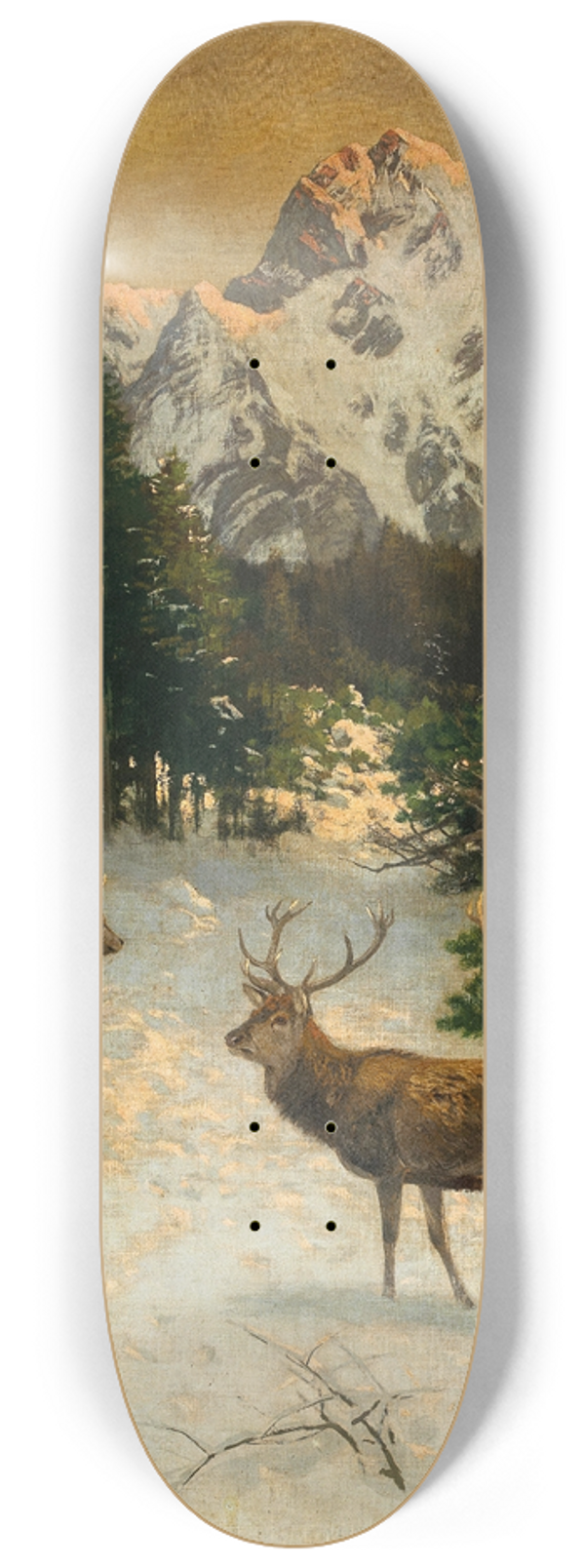 Josef Schmitzberger - Red Deer in the Alps in Winter 8.25 inch art skate deck