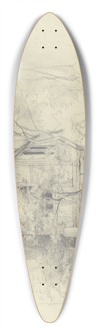 Jakob Becker - Fachwerkhuschen auf einem Friedhof 39.3 inch art pintail longboard deck