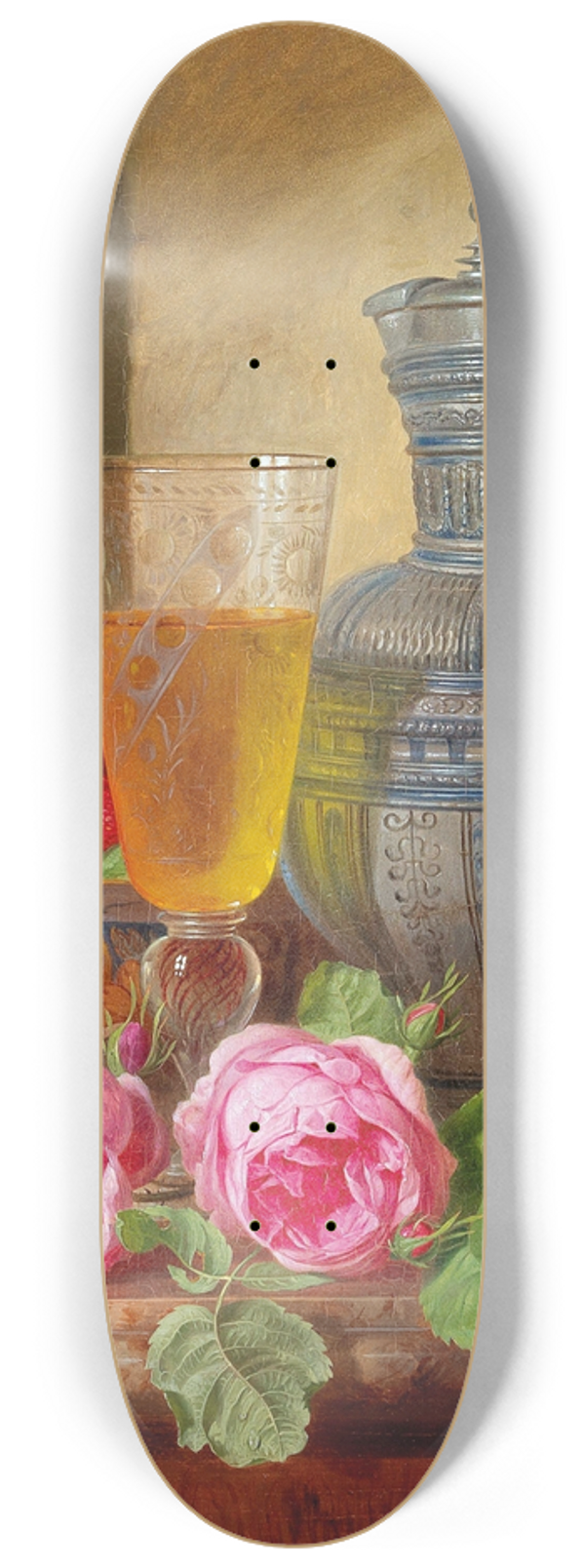 Josef Schuster - Still Life With Roses And Strawberries 8.25 inch art skate deck